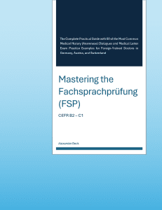 German for Doctors Mastering The Fachsprachprüfung FSP Book Author Alexander Beck